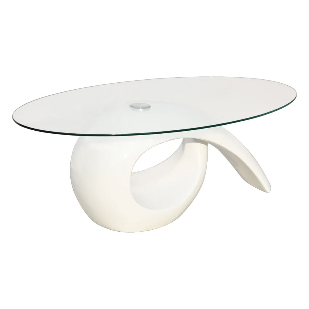 Vidaxl Mesa de Centro Superficie Ovalada de Vidrio Blanco