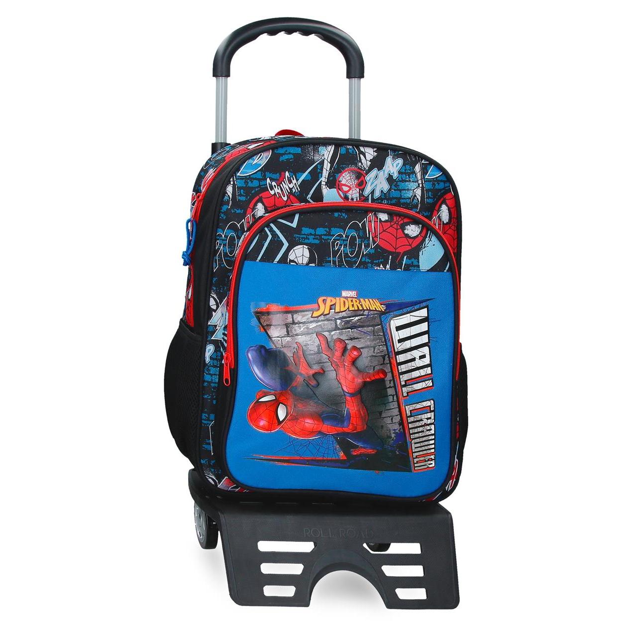 Mochila escolar con carro Spiderman Wall Crawler 30x40x13cm Negro