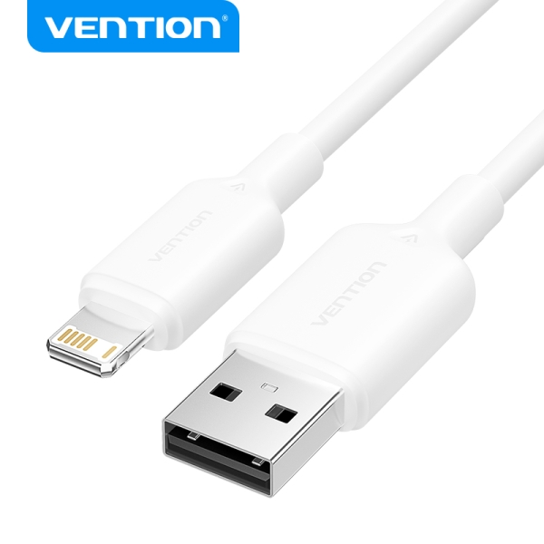 Vention cable usb 2.0 lightning - transmision 480mbps - salida 2.4a - conductor bronce enlatado - color blanco