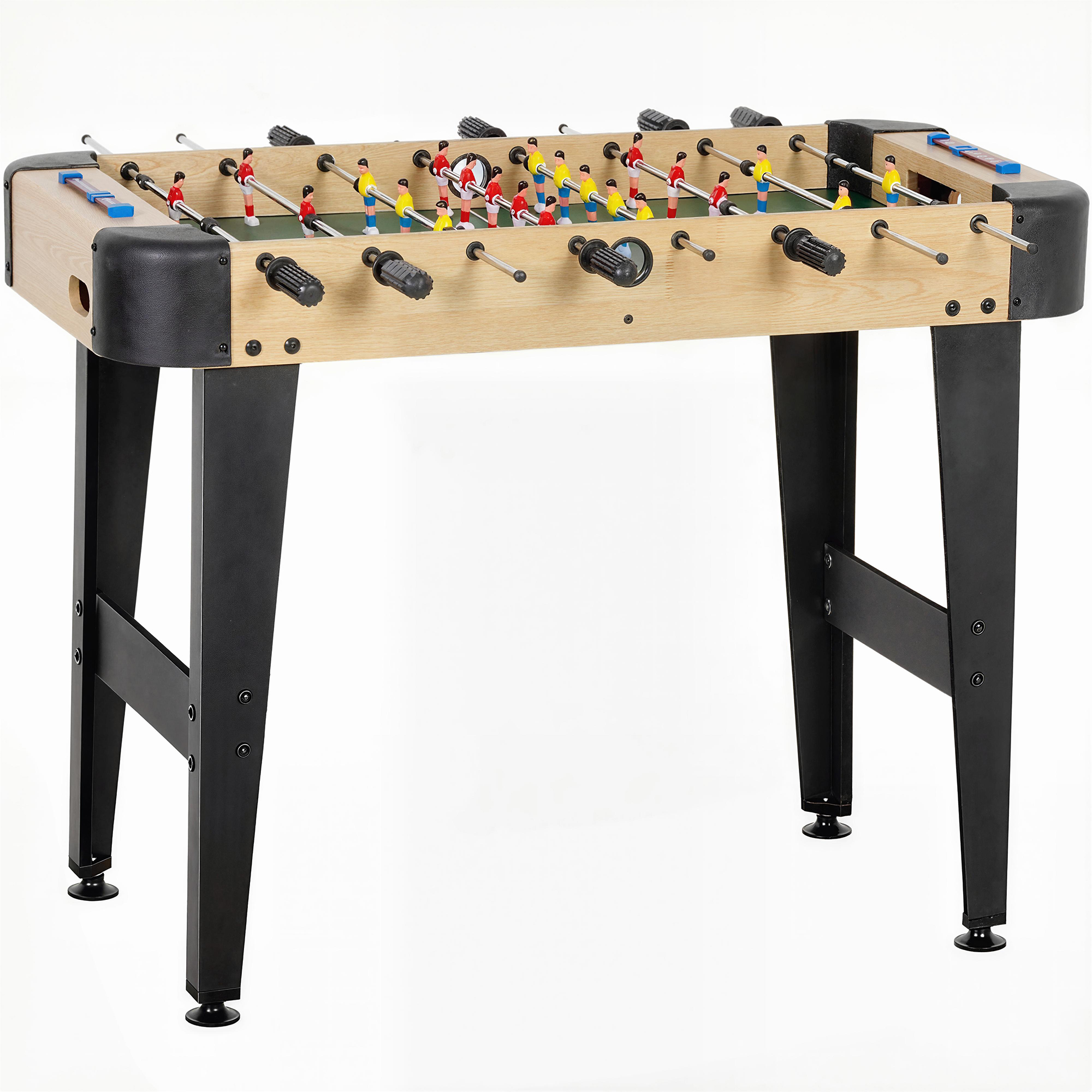 SPORTNOW Futbolín para Niños de Madera, Mesa de Futbolín con 2 Marcadores, 8 Asas, 22 Jugadores, 8 Barras y 2 Bolas, Regalo para Adultos, Familias, Fiestas, 92x75x71 cm, Natural