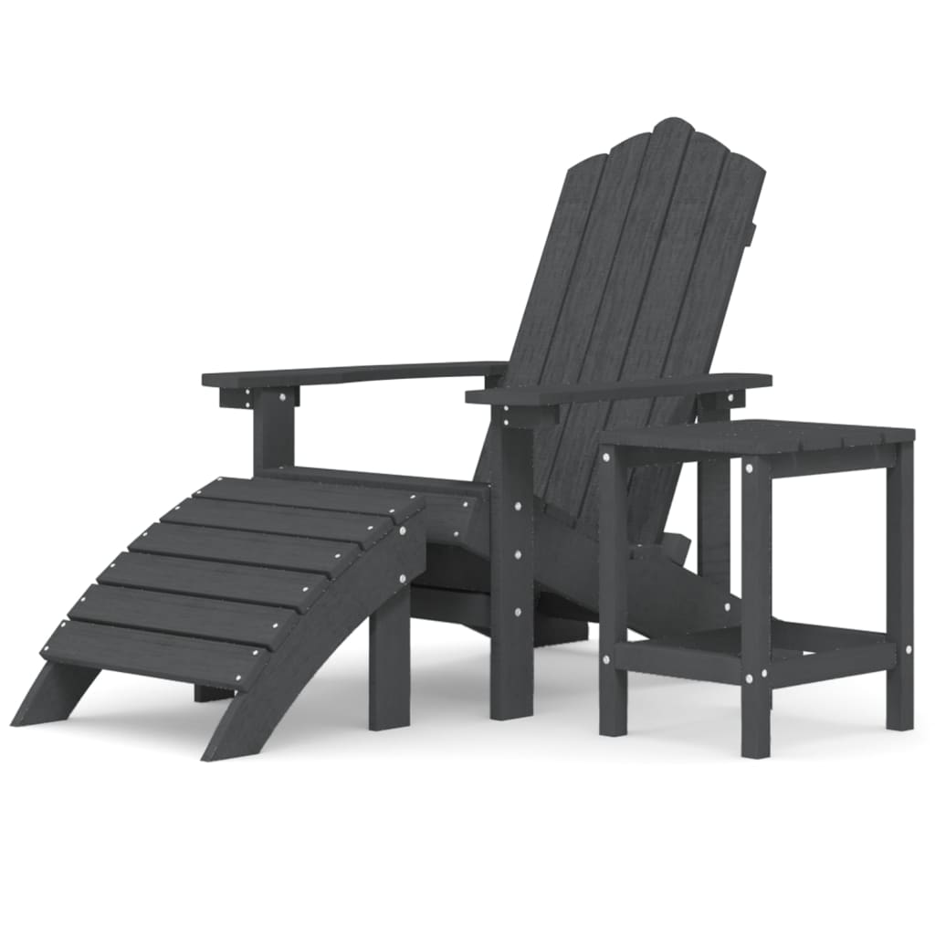 vidaXL Silla de jardín Adirondack con reposapiésmesa HDPE