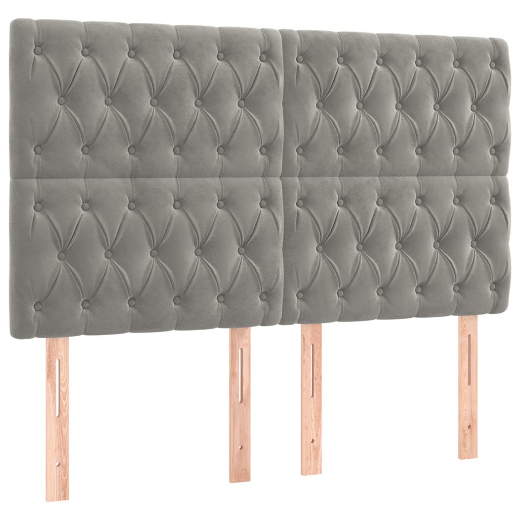 vidaXL Cabecero con luces LED terciopelo gris claro 144x7x118/128 cm