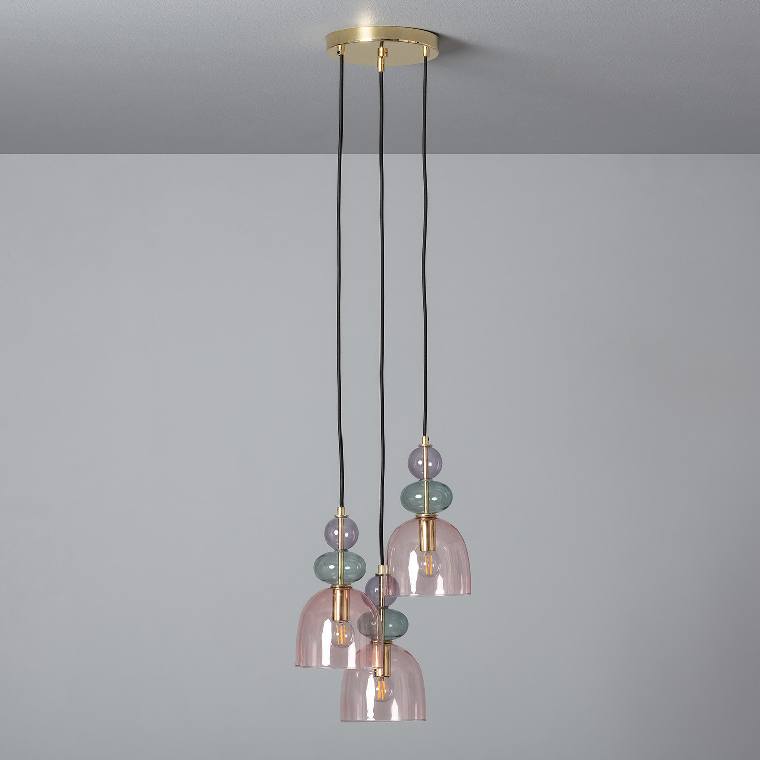 Ledkia Lámpara Colgante Metal y Cristal Tri Baudelaire