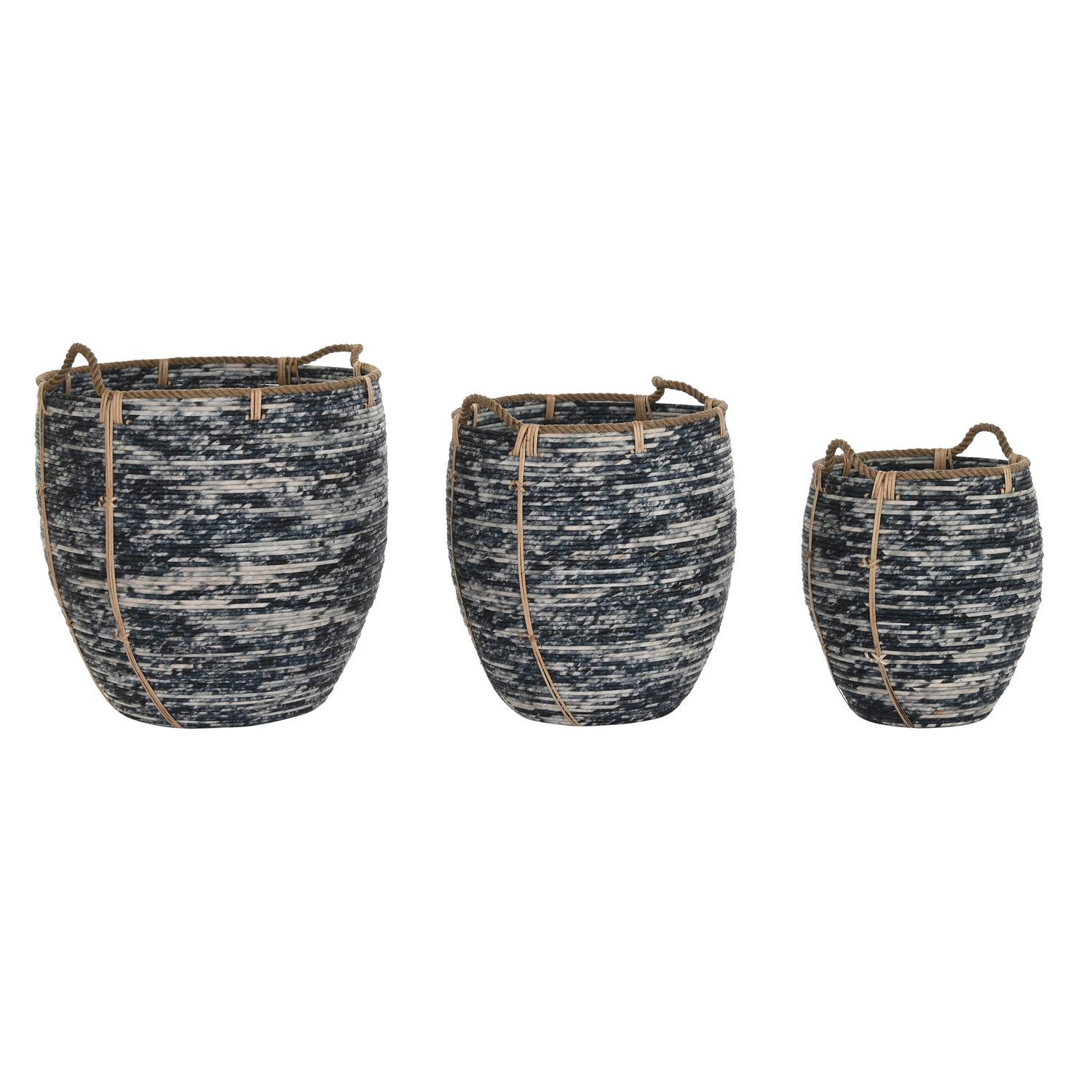 CESTA SET 3 RATAN 52X52X60 NEGRO DC196240 - EL MEJOR COMPLEMENTO PARA TU HOGAR FIJALO