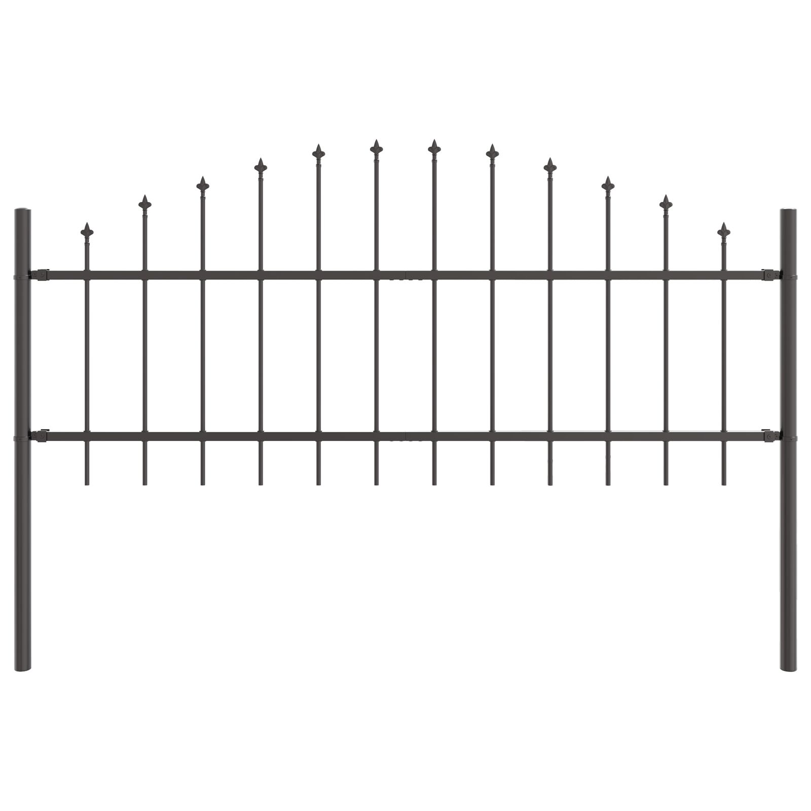 valla de jardín vidaXL con parte superior en arco gris 6,8x0,75 m de acero
