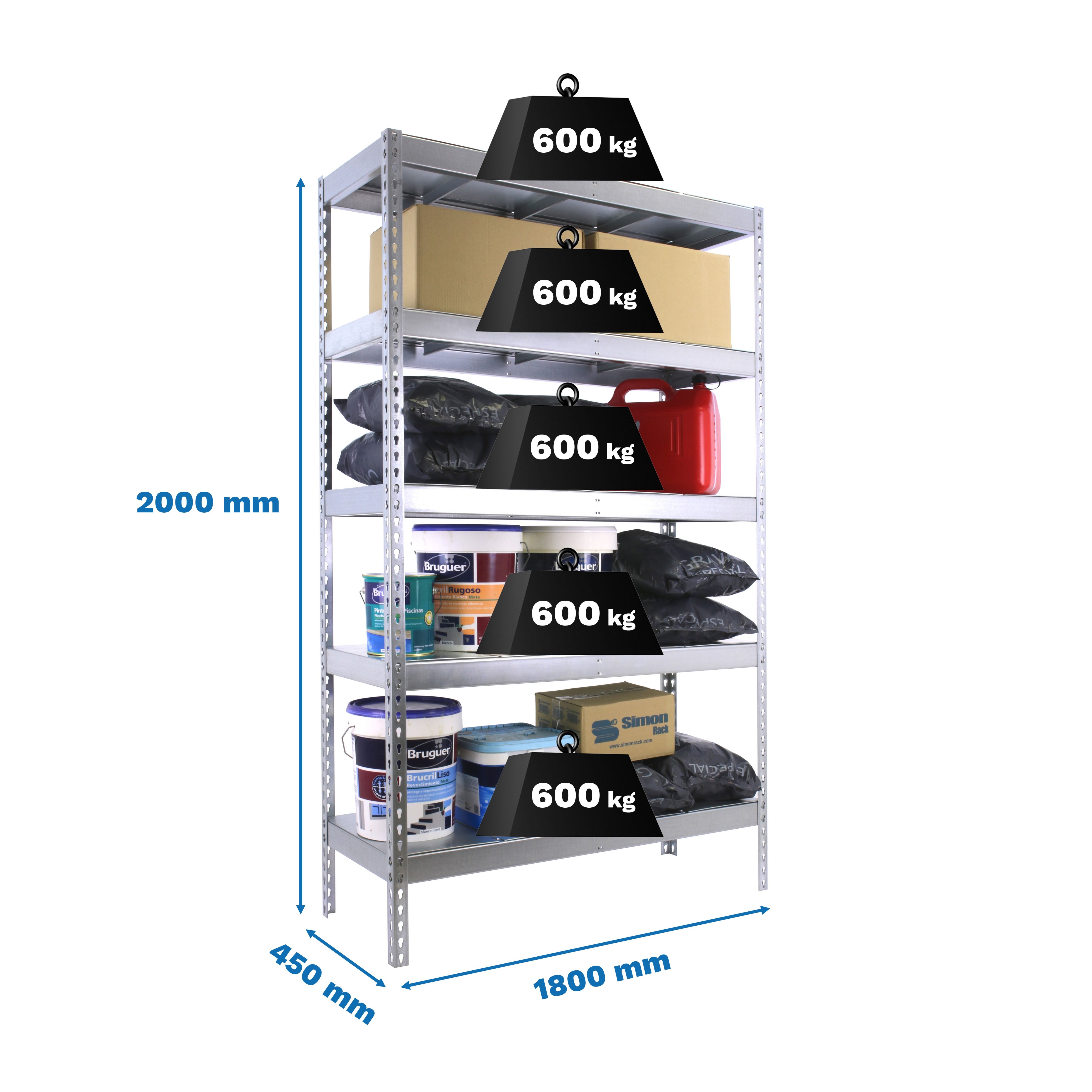 Estantería SIMONRACK Simonforte 1804-5 metal galva/galva