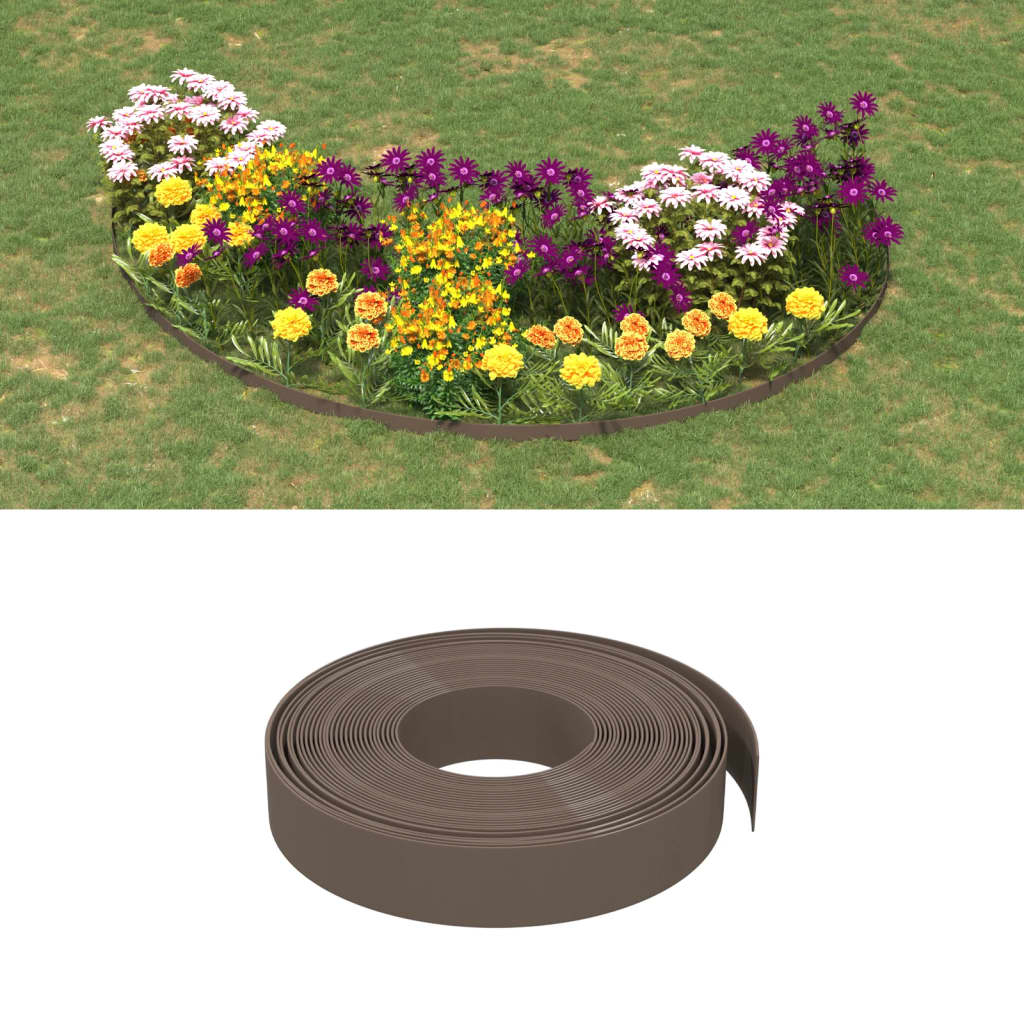 vidaXL Borduras de jardín 4 uds polietileno 10 m 10 cm borde de jardín Color Gris,  Marrón,  Negro y mas