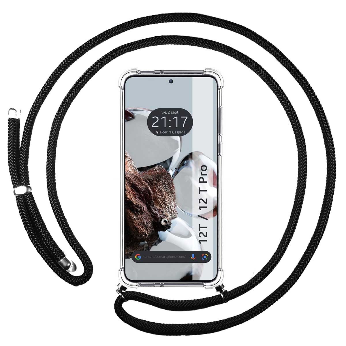 Tumundosmartphone Funda Colgante Transparente Xiaomi 12T Pro 5G - Negro