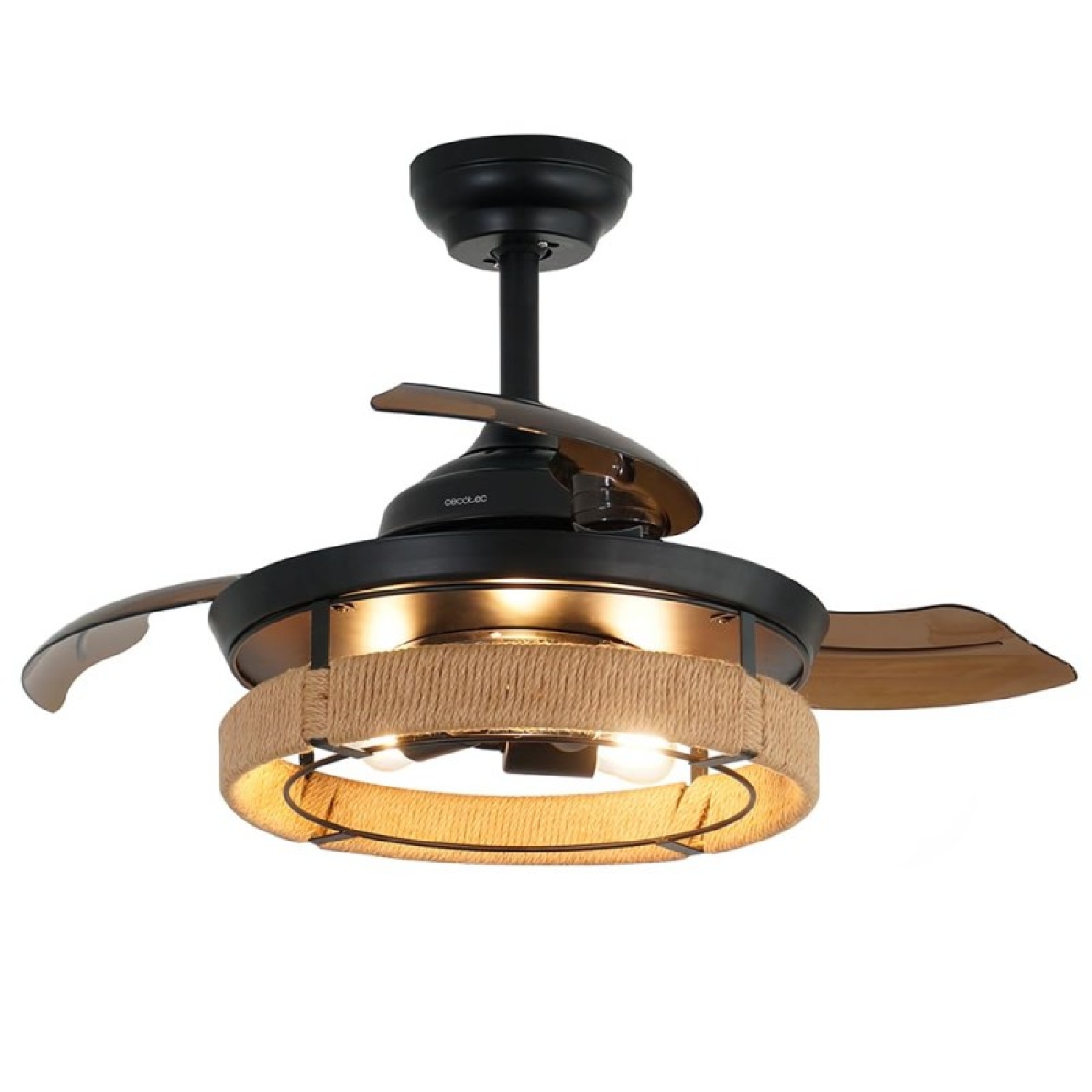 Cecotec Ventilador de Techo con Luz EnergySilence Aero 3600 Invisible Natural Design, Motor DC 25W, Luz LED