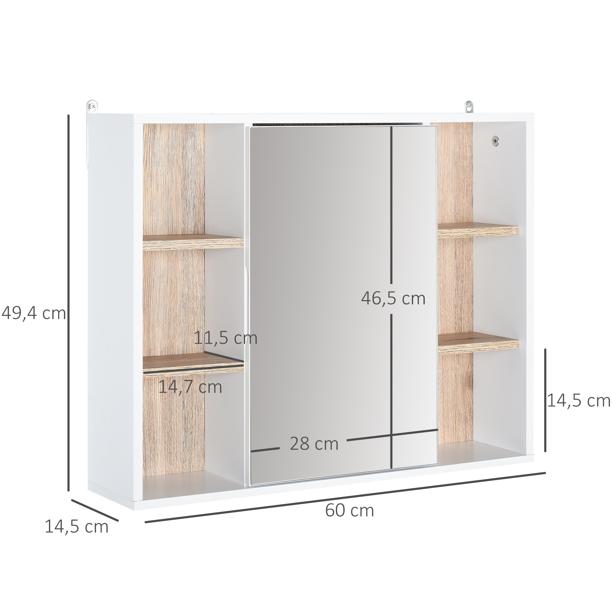 Armario de baño con espejo 2 puertas kleankin 54x15,2x55,3cm natural