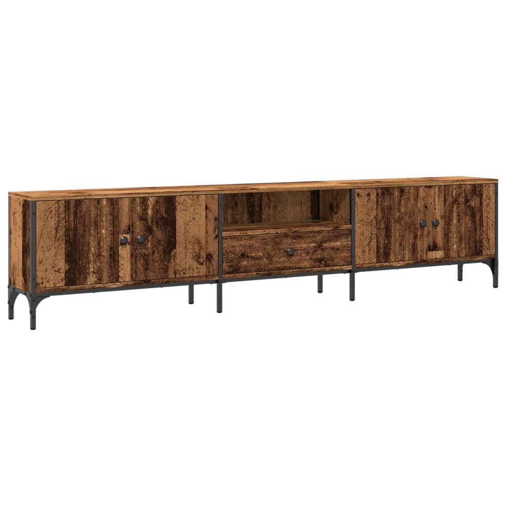 vidaXL Mueble TV con cajón madera ingeniería envejecida 200x25x44 cm