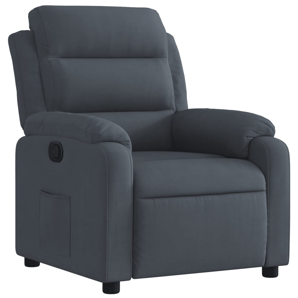 vidaXL Sillón reclinable de terciopelo gris oscuro