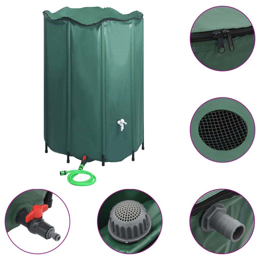 vidaXL Depósito de Agua de Lluvia Plegable con Espita 1250 L Tanques Colector Color Verde,  Negro,  Azul y mas