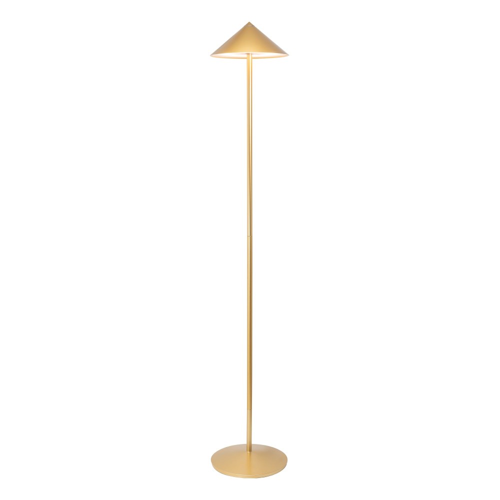 Lámpara de pie LED recargable Zafferano Pina XXL - 6 W, IP65, regulador táctil, cabezal magnético, diseño moderno para interior y exterior - Dorado