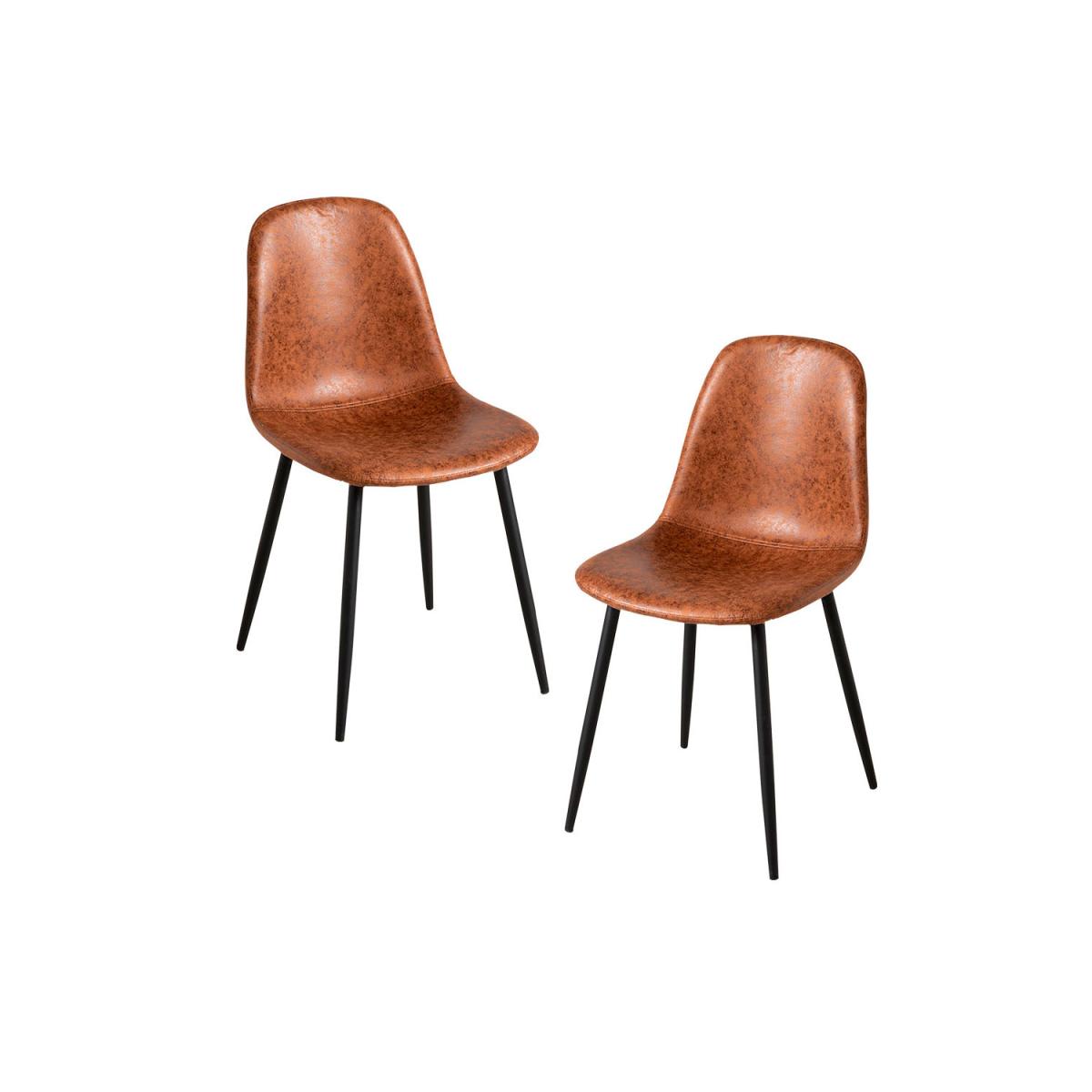 Regalos Miguel - Packs Sillas Comedor - Pack 2 Sillas Black Teok Polipiel - Camel Vintage