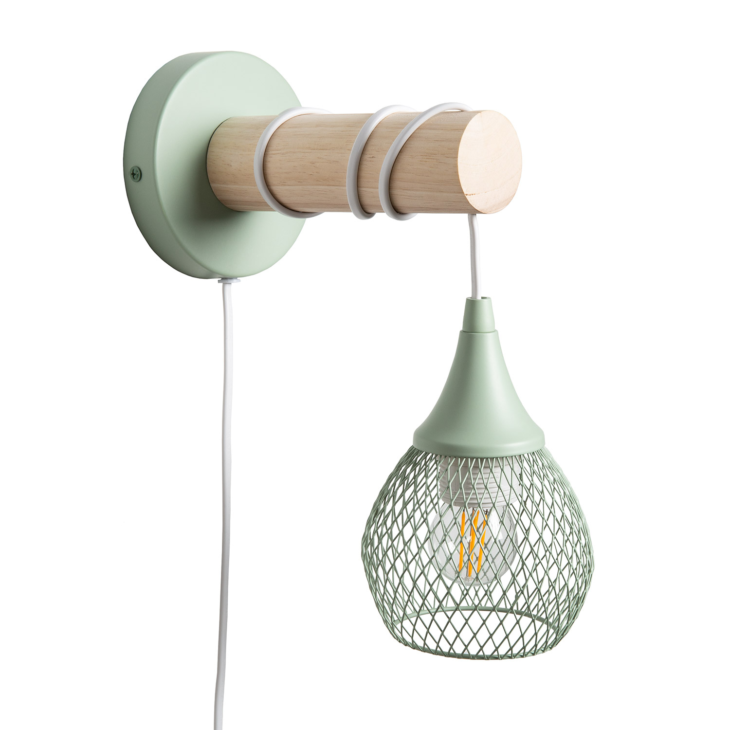 Ledkia Lámpara de Pared de Madera y Metal Monah  Negro