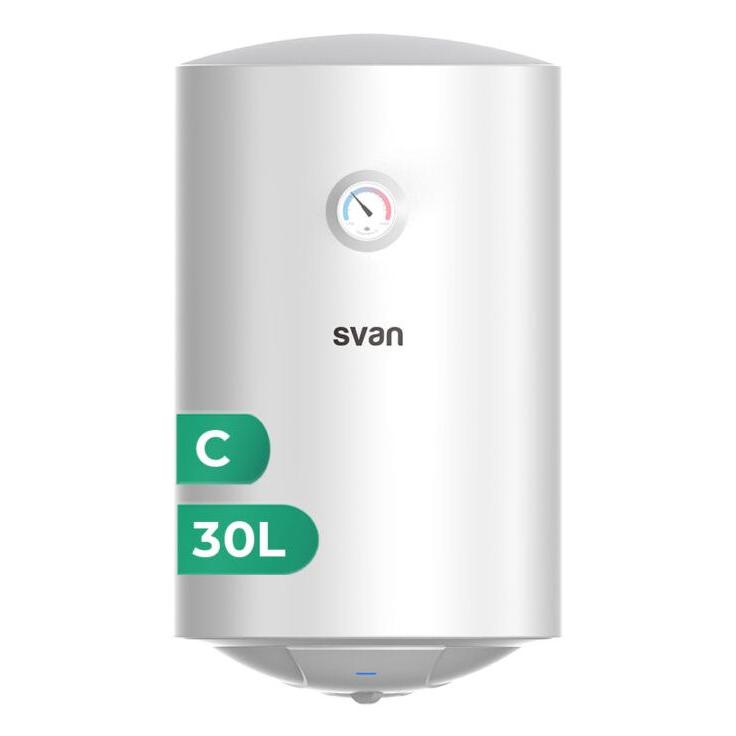 Svan - Termo eléctrico vertical ST3001S de 28 L y 1500 W para baño, clase energética C, diseño compacto blanco