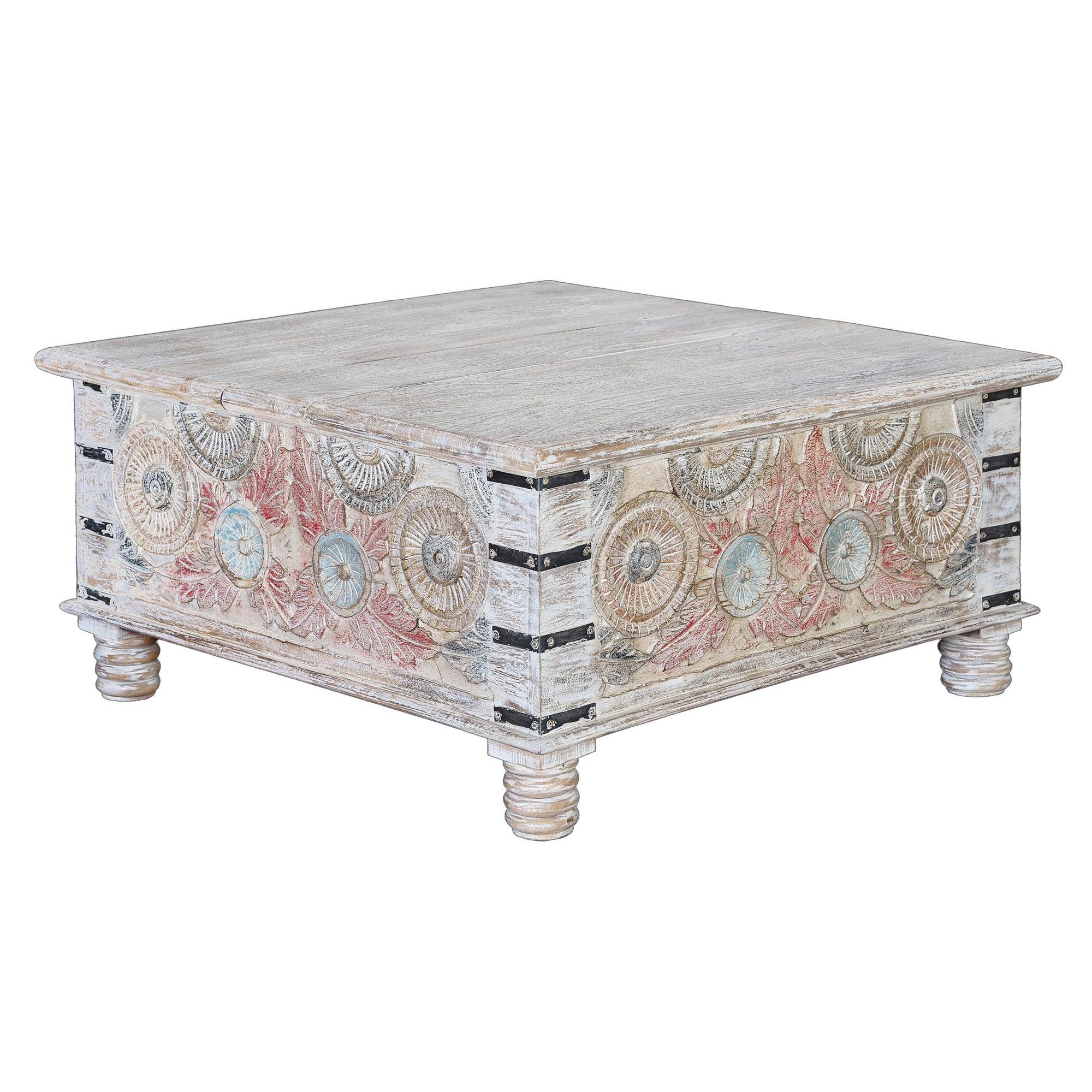 Mesa de café madera de mango multicolor