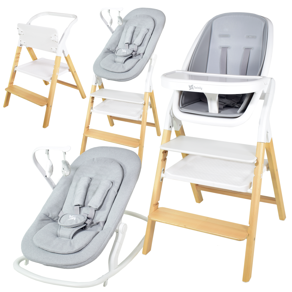Twinly –Trona Evolutiva Bebé Set con hamaca 5 en 1: Hamaquita, Torre de Aprendizaje, Silla ALAIA