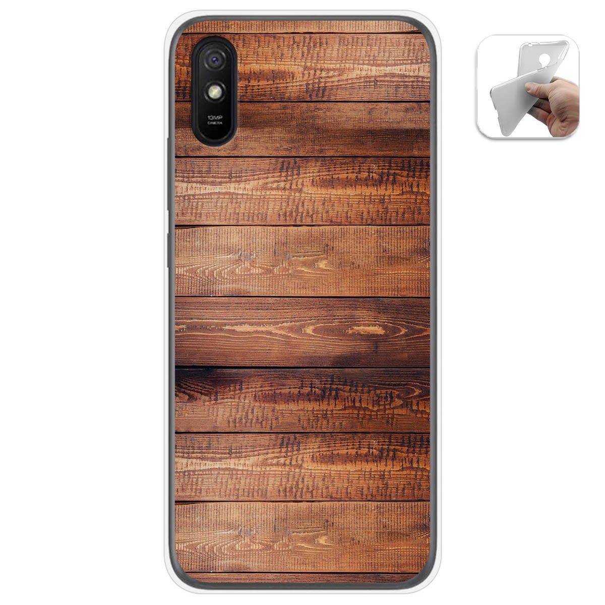 Tumundosmartphone Funda Gel Tpu para Xiaomi Redmi 9A / 9AT diseño Madera 02 Dibujos