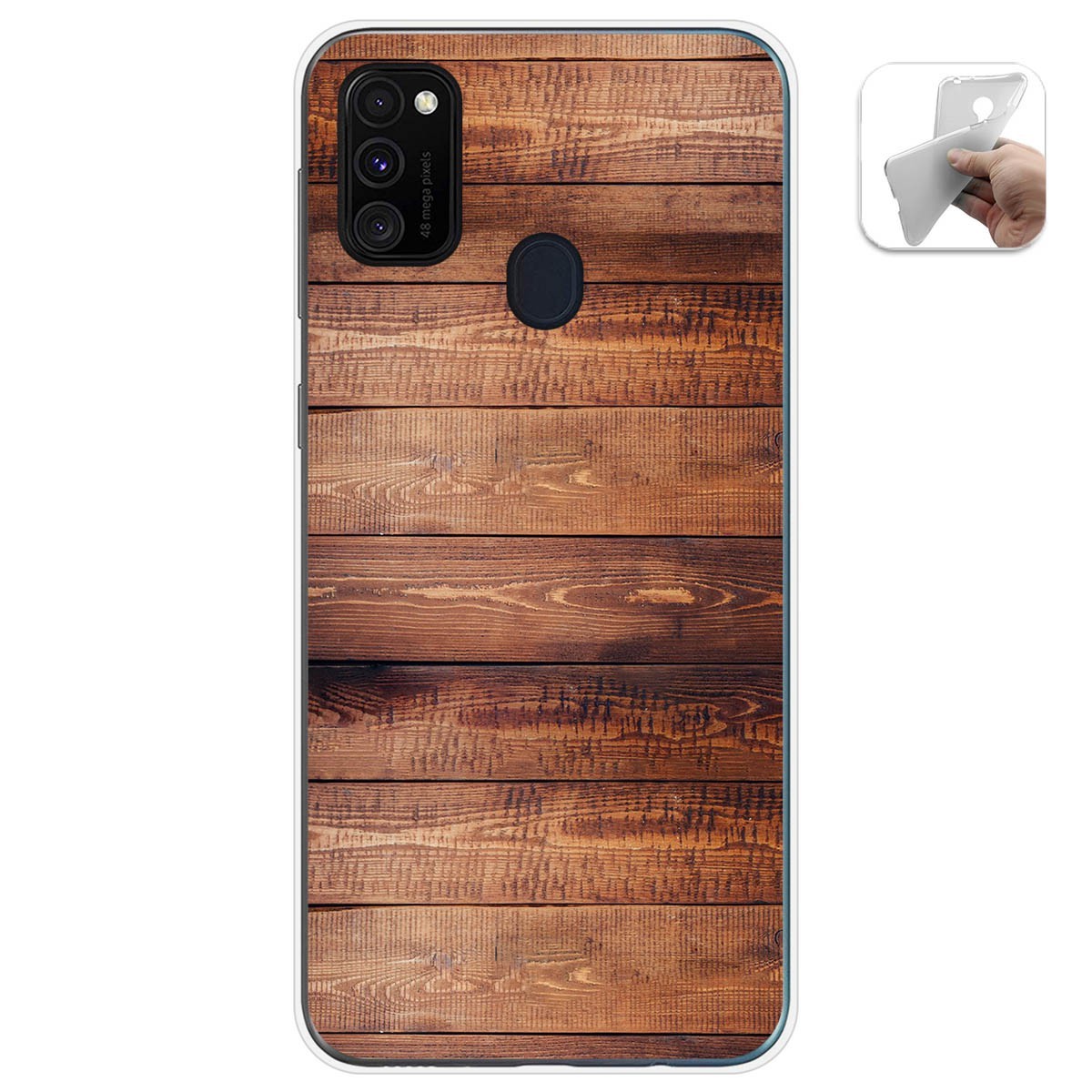 Tumundosmartphone Funda Gel Tpu para Samsung Galaxy M30s / M21 diseño Madera 02 Dibujos