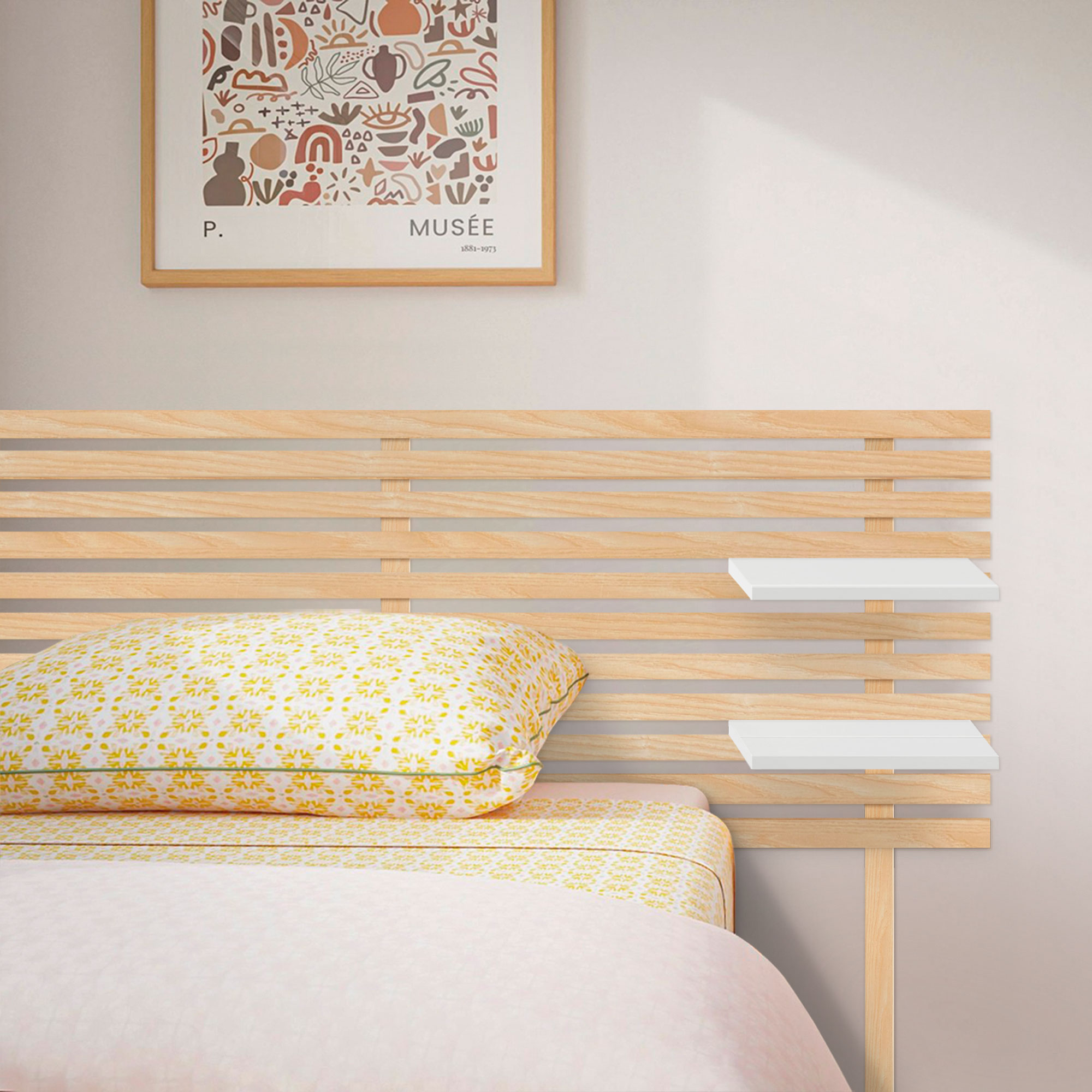 Cabecero con Estantes de Madera reciclada DM Colgante Pared Estilo Palet Japones con Patas