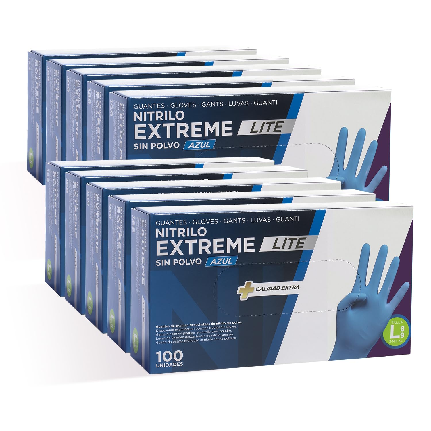 Guantes Nitrilo Resistentes Com-Fort House - Color Azul - Colección Extreme Lite