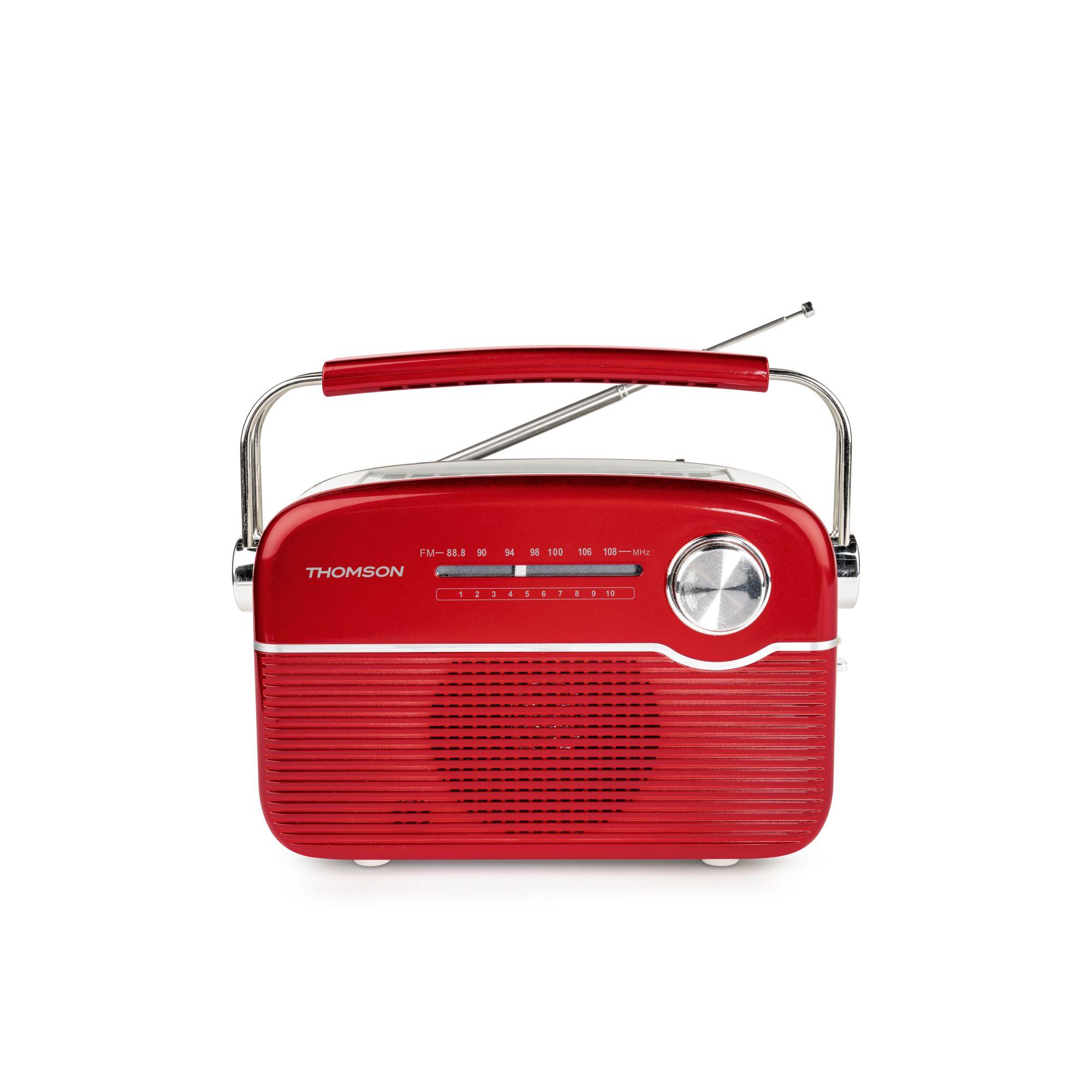 Thomson RT450BTG Radio FM Bluetooth con Carga Solar, USB-C, AUX 3,5mm, Antena Telescópica, Gris