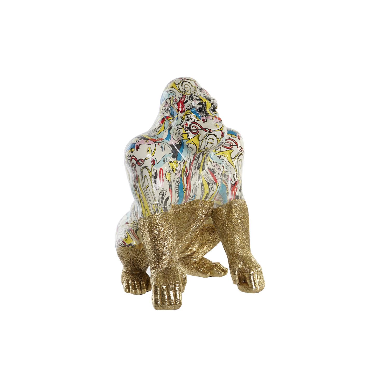 FIGURA RESINA 28,5X26,5X41 GORILA DORADO FD202541