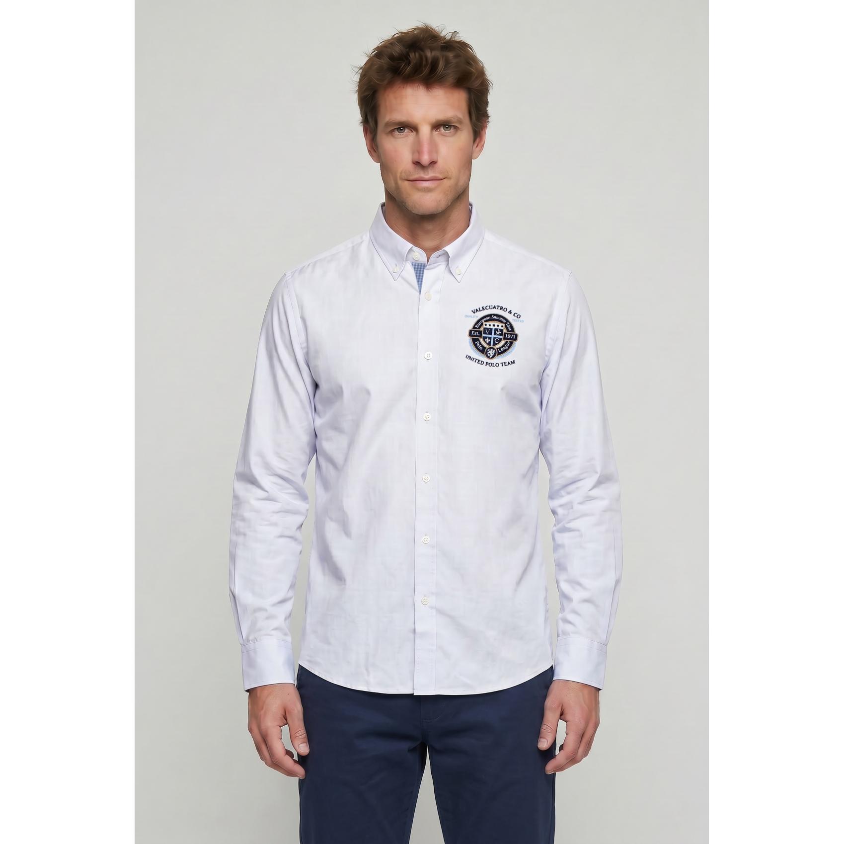 Camisa Valecuatro semibordada United Polo blanca