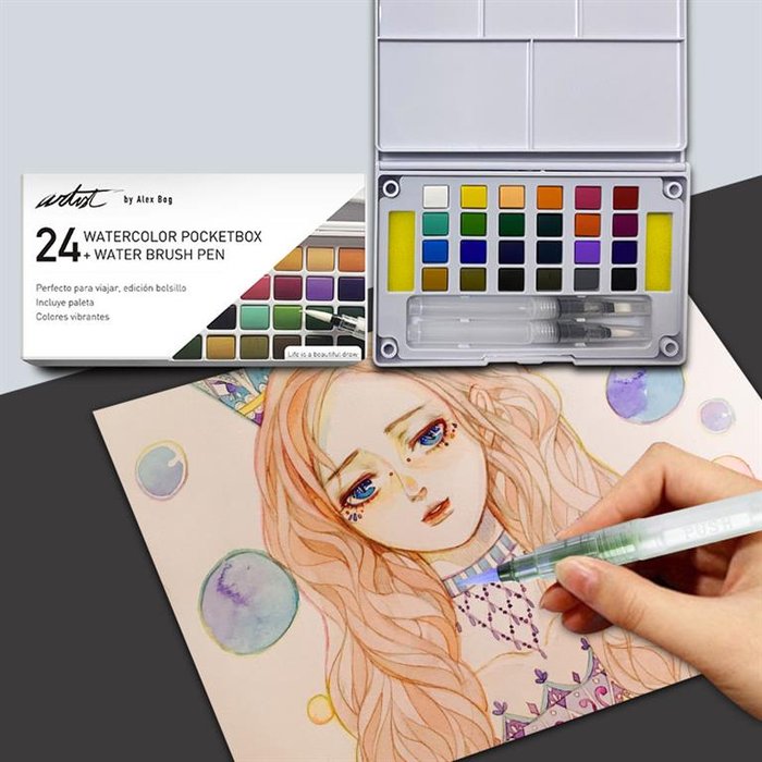 ROYMART CAJA ACUARELA POCKETBOX ARTIST 24 COLORES MANUALIDADES 18x11x3 Cms.