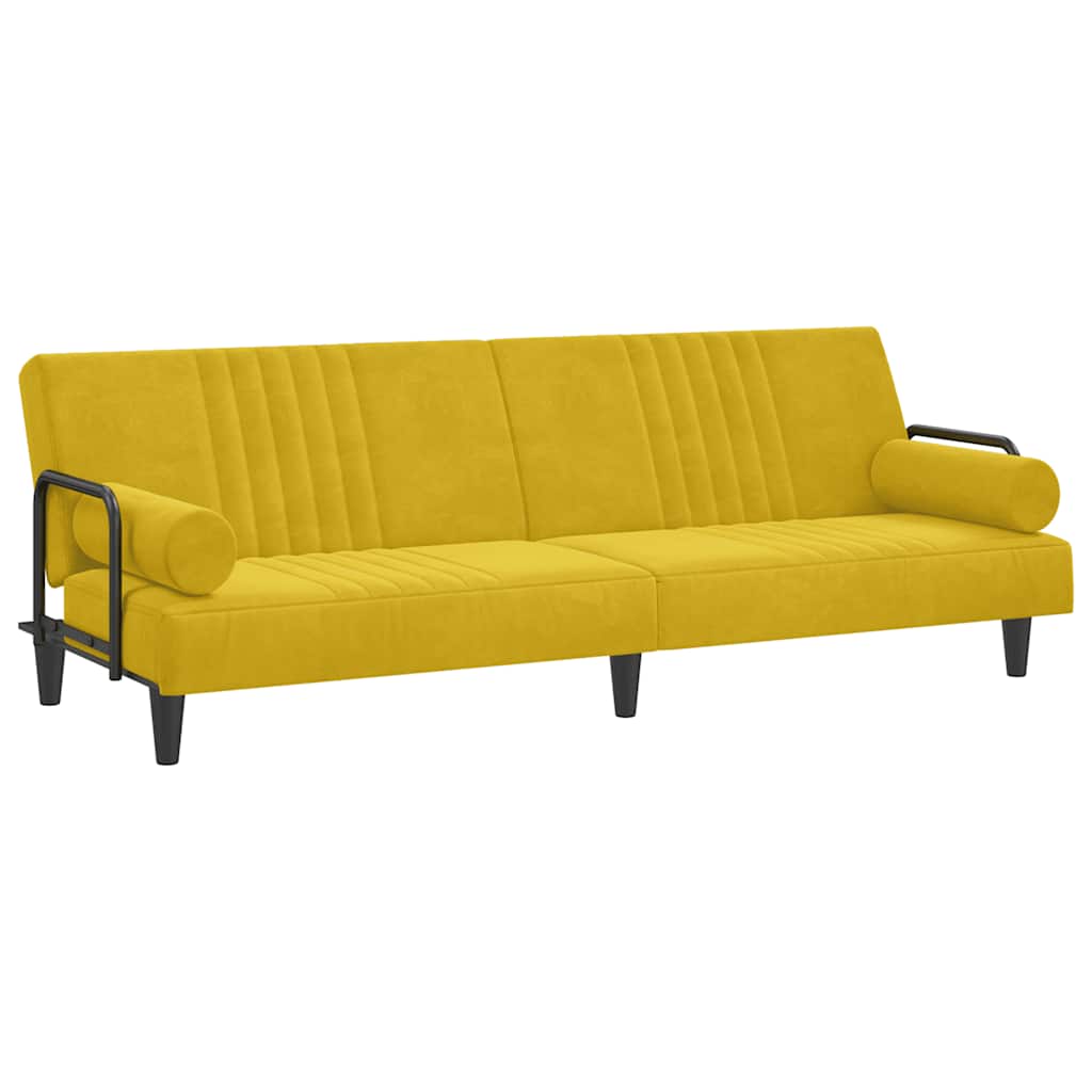 vidaXL Sofá cama con reposabrazos terciopelo amarillo