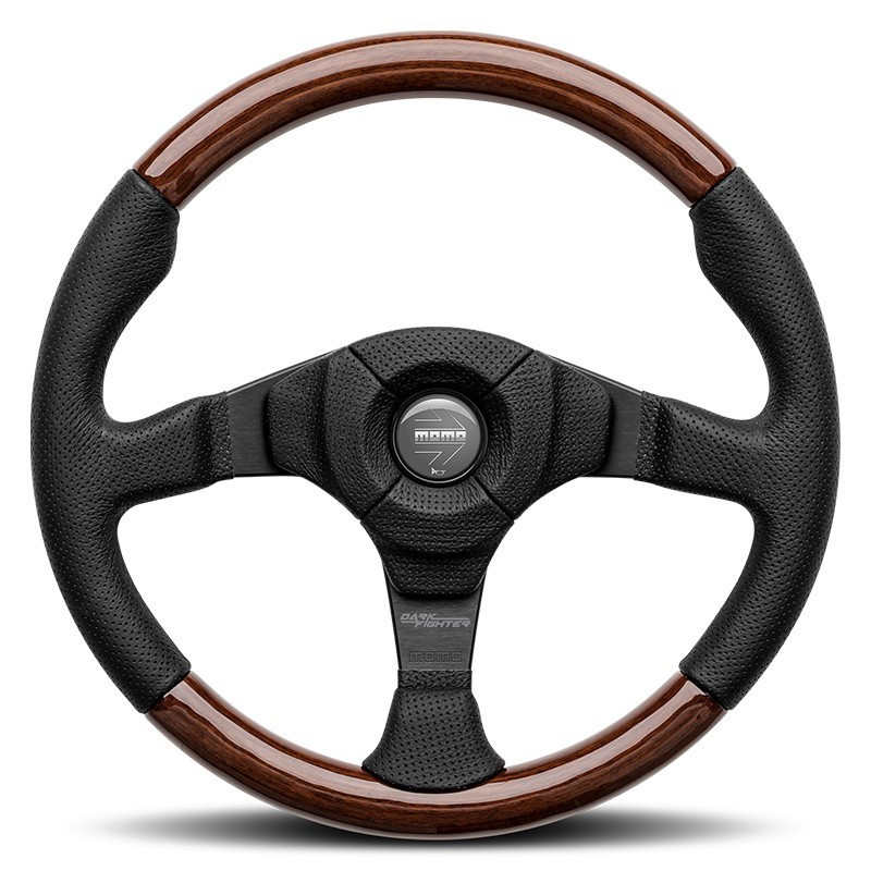 VOLANTE MOMO DARK FIGHTER 350 MM MADERA Y PIEL