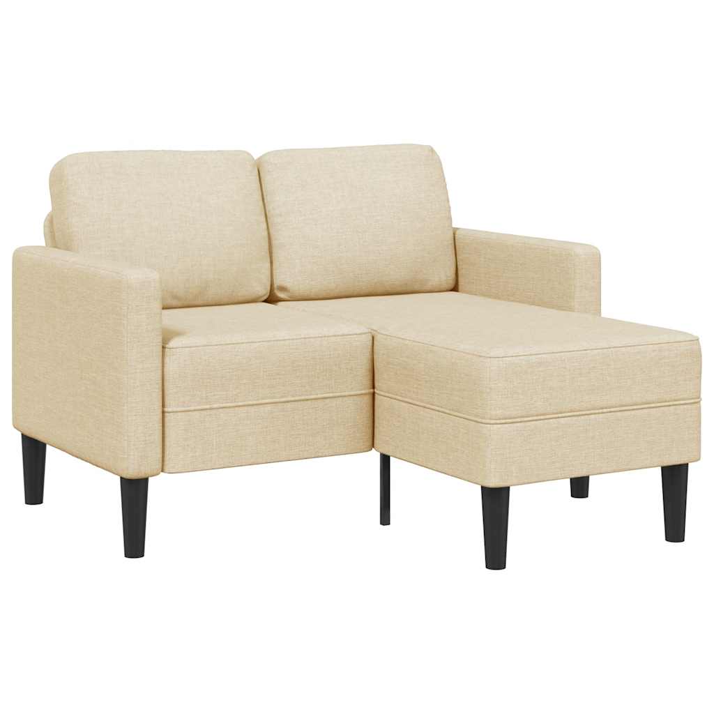 vidaXL Sofá de 2 plazas con chaise longue en forma L tela crema 125 cm
