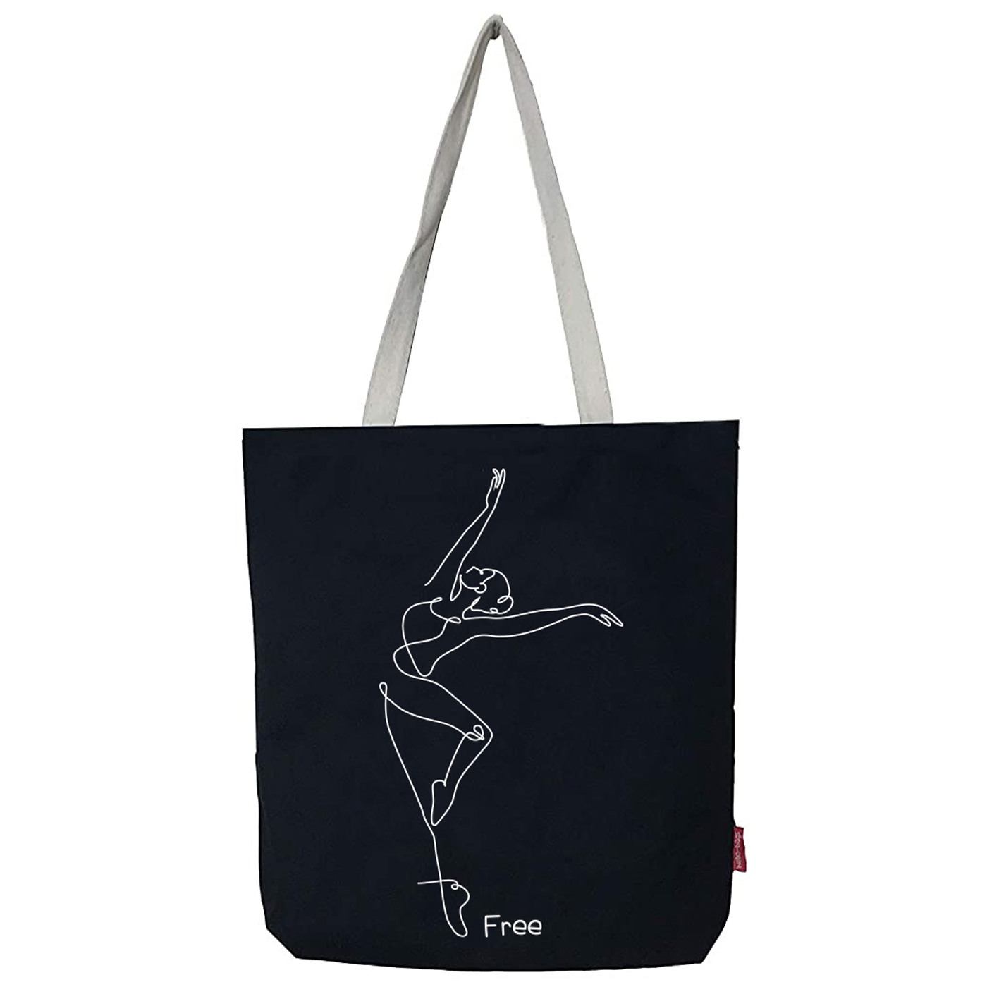 Hello-Bags. Bolso tote bag con cremallera, forro y bolsillo interior. Exterior: Algodón 100%. Incluye sobre kraft de regalo. Modelo FREE. Color: Crudo / Negro. Medidas: 37x38 cm.