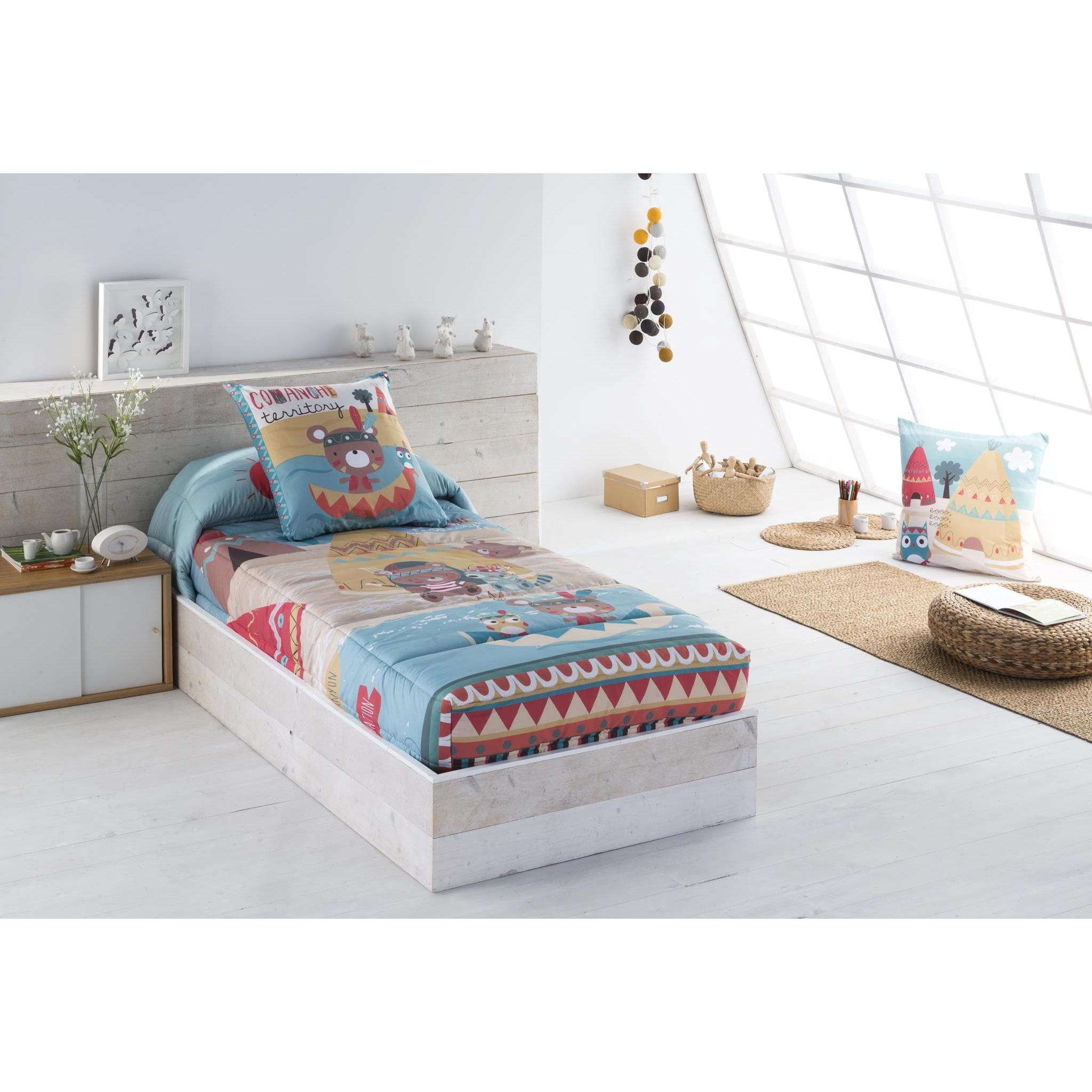 JVR - Edredón Ajustable modelo INDI - Tejido 100% Algodón Percal 200 hilos - Estampado digital - Fabricado en España - Cama 80/90/105
