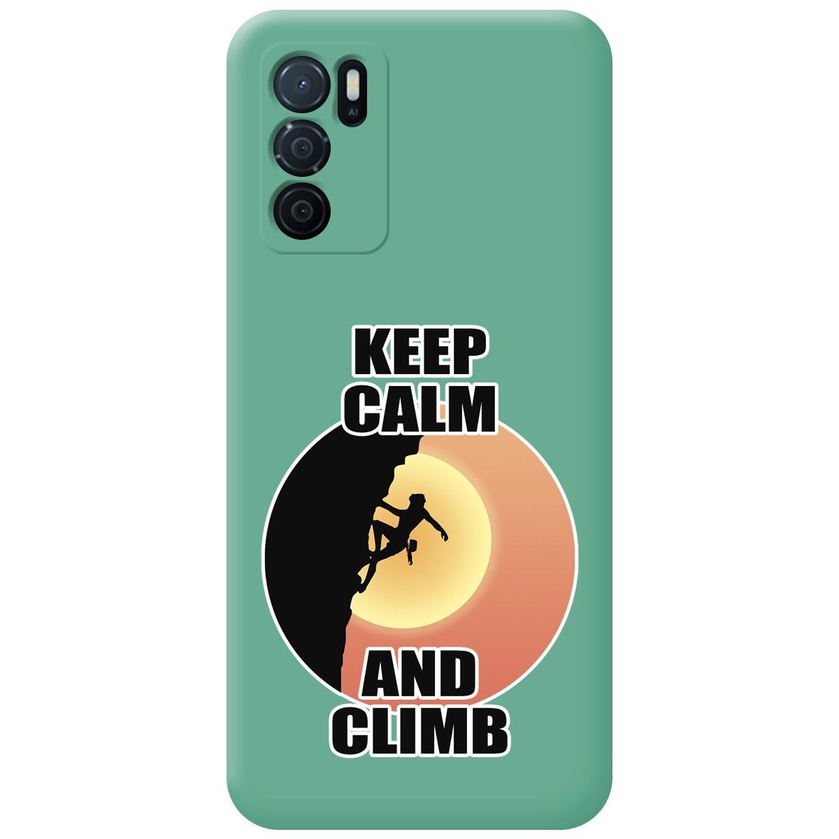Funda Silicona Líquida Verde para Oppo A16 / A16s diseño Mujer Escalada Dibujos