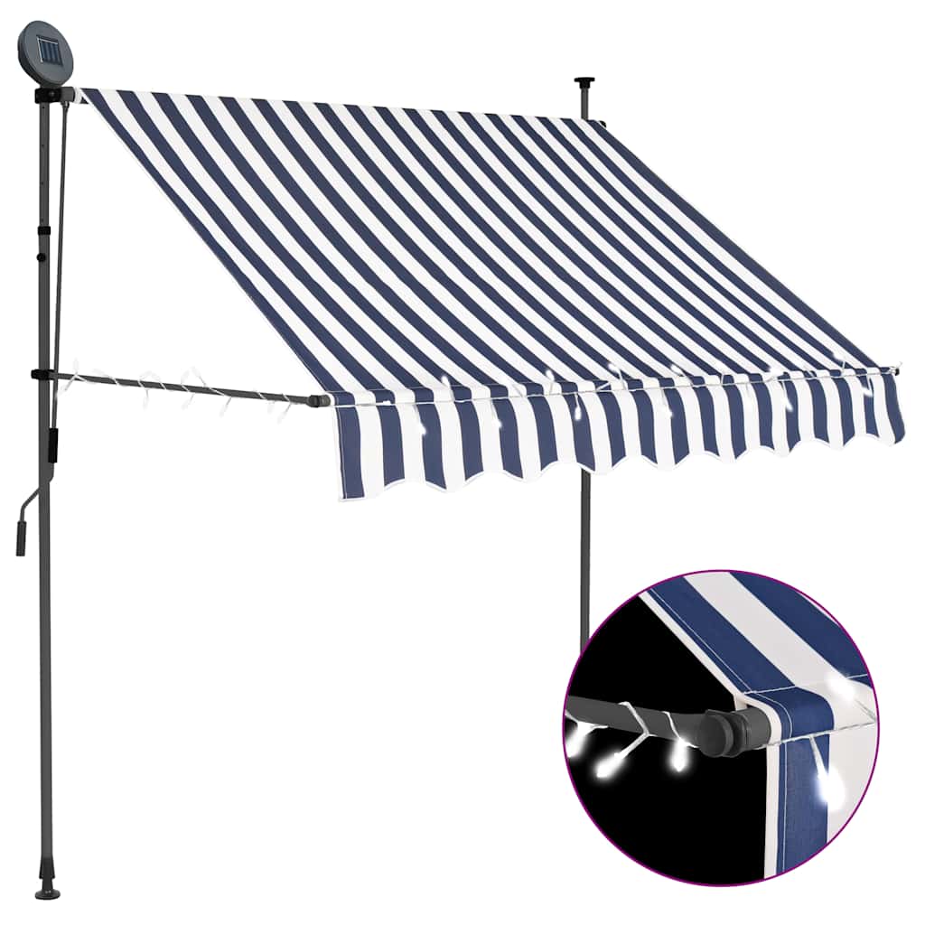 vidaXL Toldo manual retráctil con LED azul y blanco Multitalle