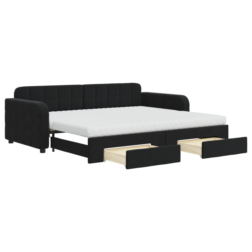 vidaXL Sofá cama nido con cajones terciopelo negro 90x200 cm