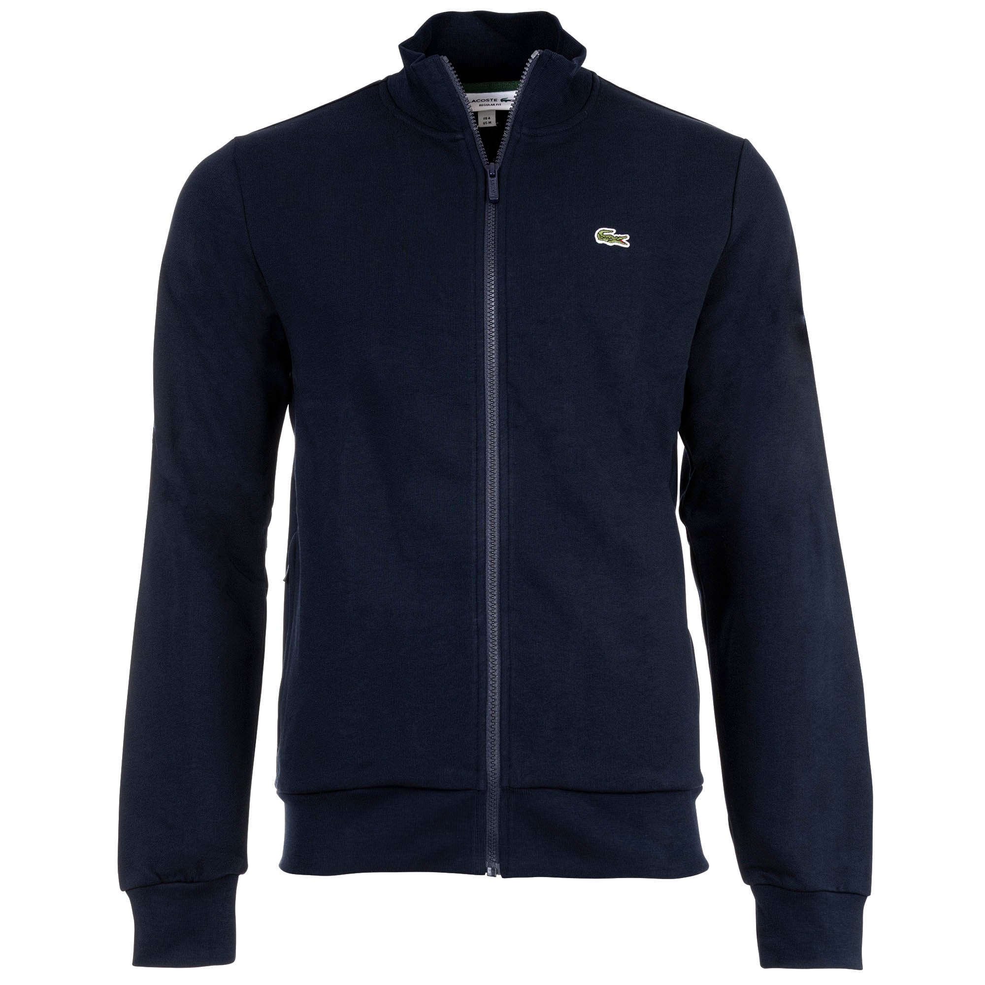 LACOSTE chaqueta de chándal para hombre con cuello alto - cremallera, forro polar cepillado, mezcla de algodón
