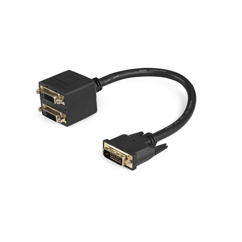 StarTech.com - Cable Duplicador Divisor de Vídeo DVI-D de 2 Puertos Salidas Compacto - Bifurcador DVISPL1DD