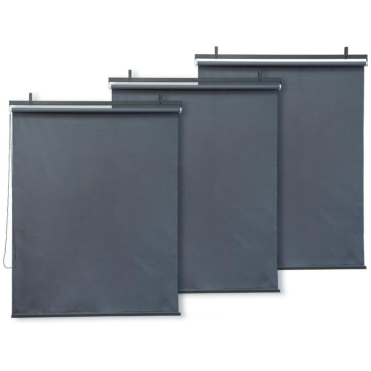 Habitat y Jardin - Juego de 3 carretes metálicos retráctiles - 124,5 x 225 cm - Antracita