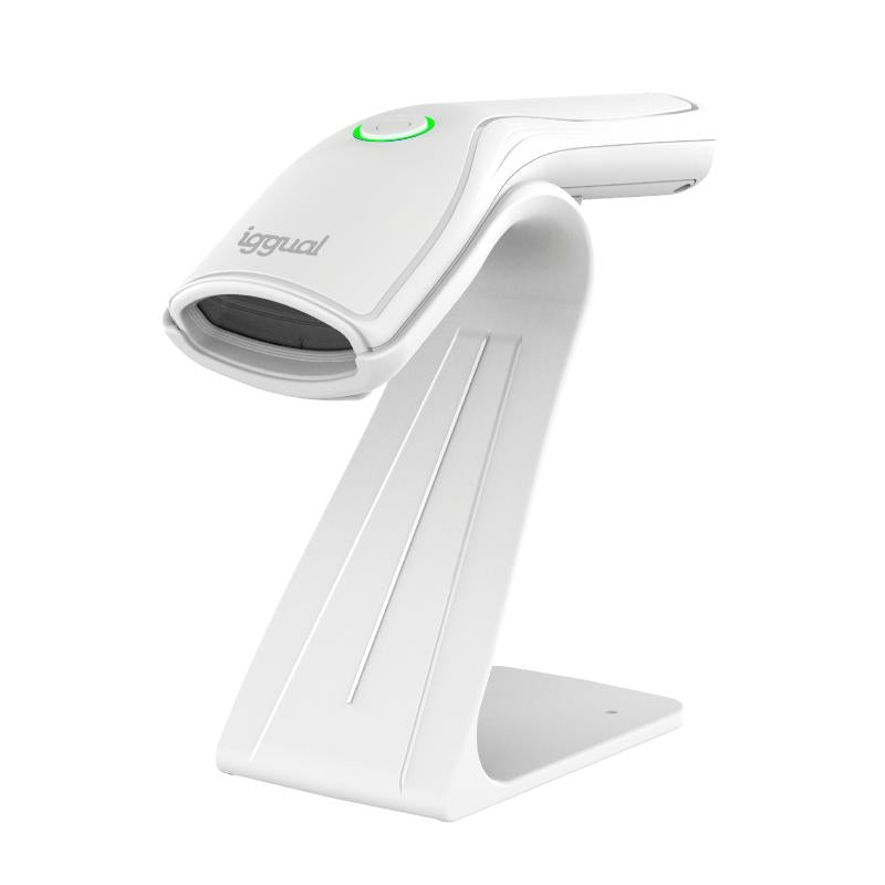 Lector de códigos de barras iggual 2D USB botón blanco con soporte y sensor CMOS