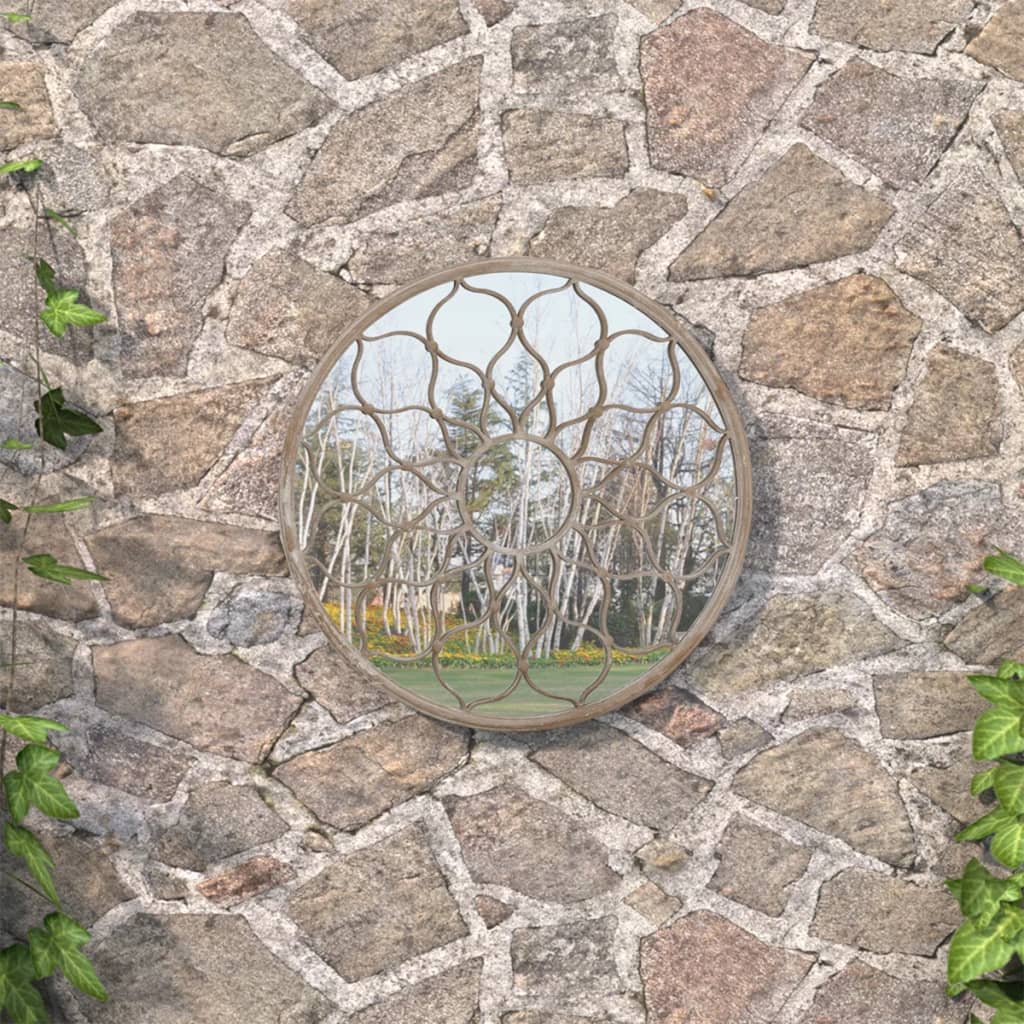vidaXL Espejo de Jardín Redondo Hierro Arena Uso Exterior 40x3 cm Colgante Color Arena,  Negro, y mas
