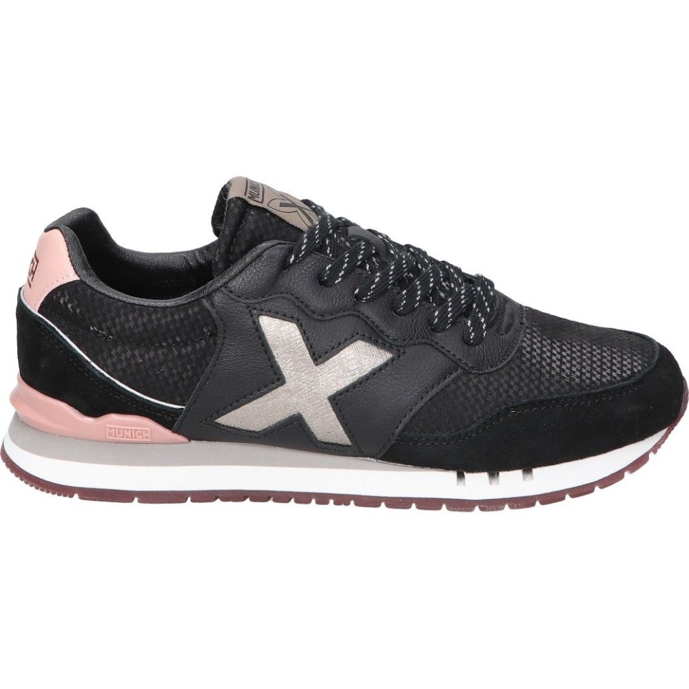 MUNICH | Zapatillas Munich Dash 266 para Mujer – Deportivas en Color Negro con Detalles en Rosa Pastel – Sneakers con Cordones – Estilo Casual – Versátiles y Cómodas – Combinables – Modelo 4150266