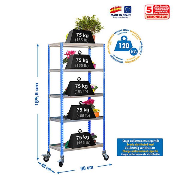 Estantería SIMONRACK Simongarden click mob. 5/400 azul/galva