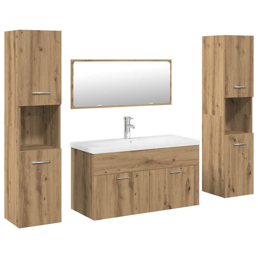 vidaXL Juego de muebles baño 5 piezas madera ingeniería roble artisan