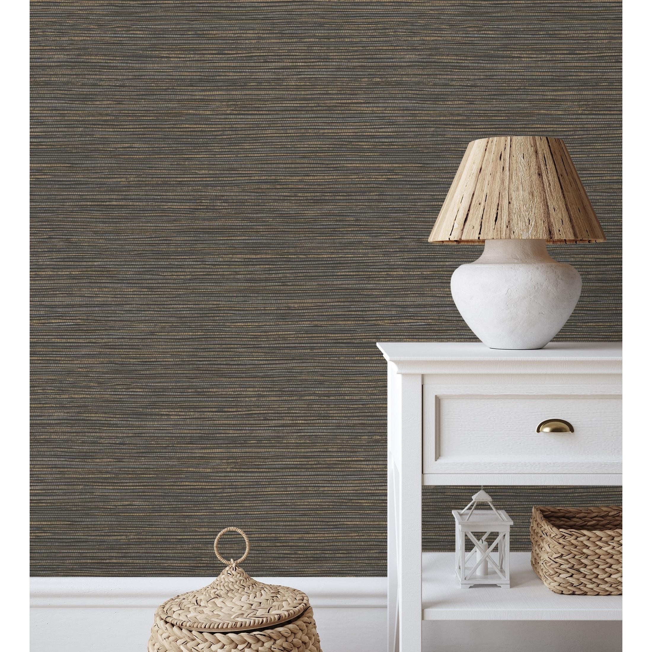 Papel pintado vinílico ecológico con textura de fibras de cáñamo fondo marrón oscuro - Sisay Texture 681833 de GAULAN - Rollo de 10 m x 0,52 m