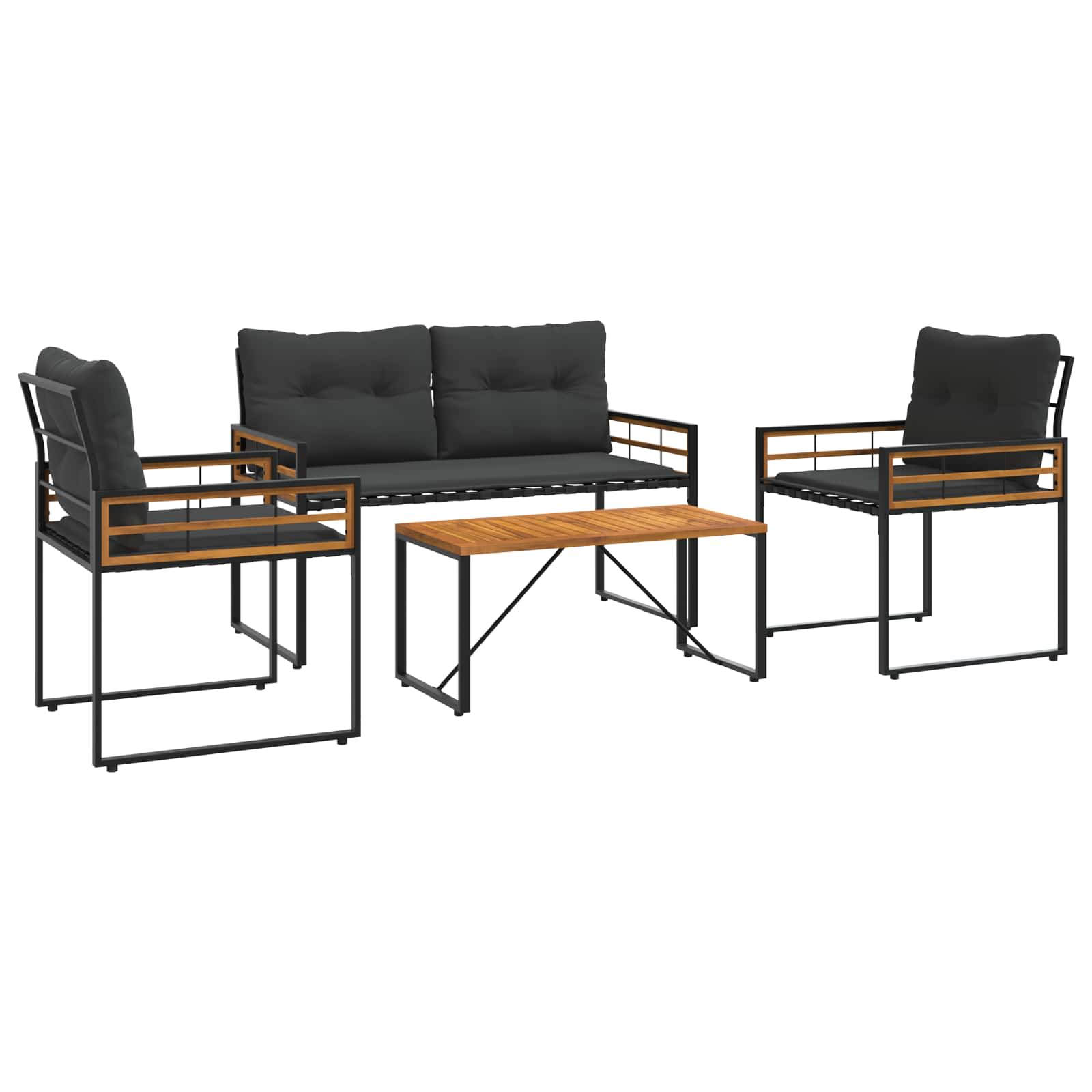 vidaXL Juego de muebles de exterior con cojín 4 pcs