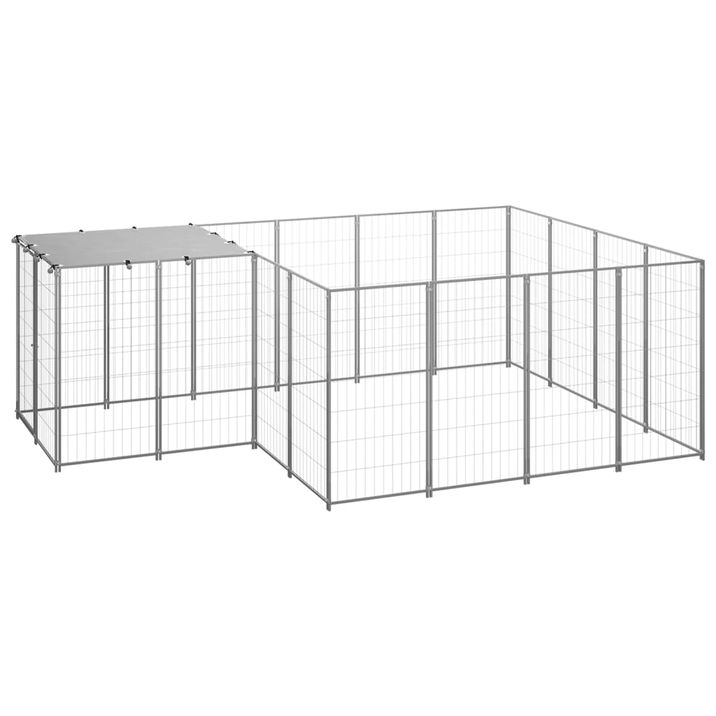 vidaXL Perrera 6,05 m² Acero Casa Jaula Perro Cachorro Recinto Mascota Color Plateado,  Negro, y mas